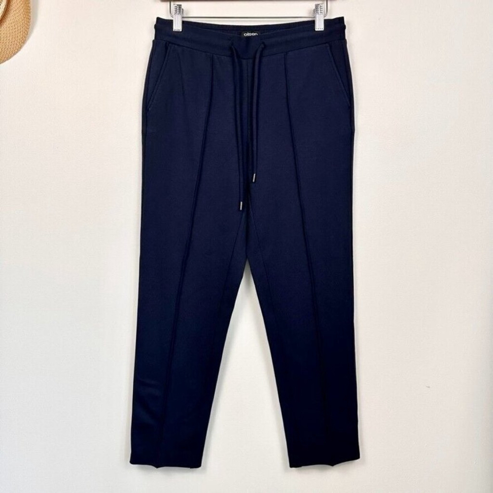 Olsen Womens Lisa Straight Leg Pants Size S Navy Blue Comfort